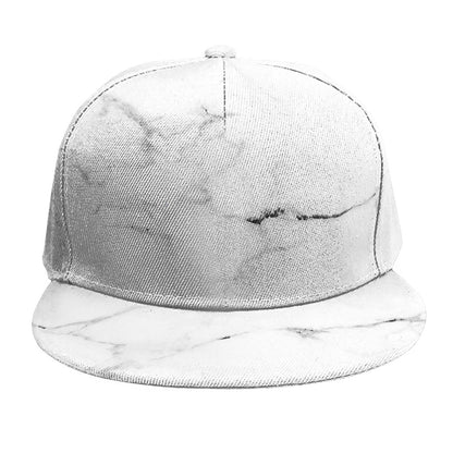White Grunge Marble Print Snapback Cap