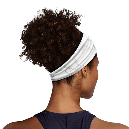 White Grunge Marble Print Sports Headband