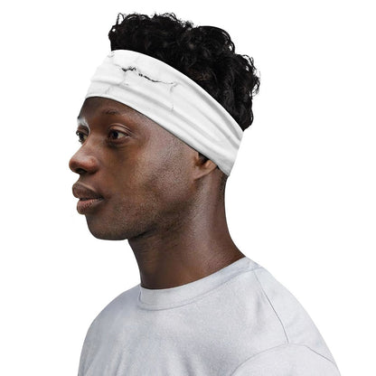 White Grunge Marble Print Sports Headband