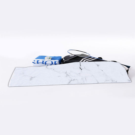 White Grunge Marble Print Sports Towel