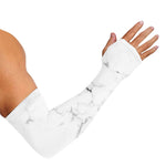 White Grunge Marble Print Sun Protection Arm Sleeves