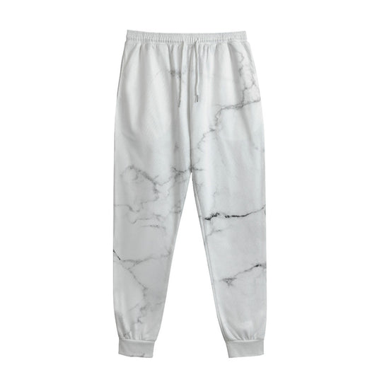 White Grunge Marble Print Sweatpants