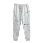 White Grunge Marble Print Sweatpants