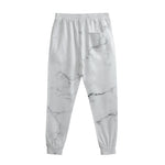 White Grunge Marble Print Sweatpants