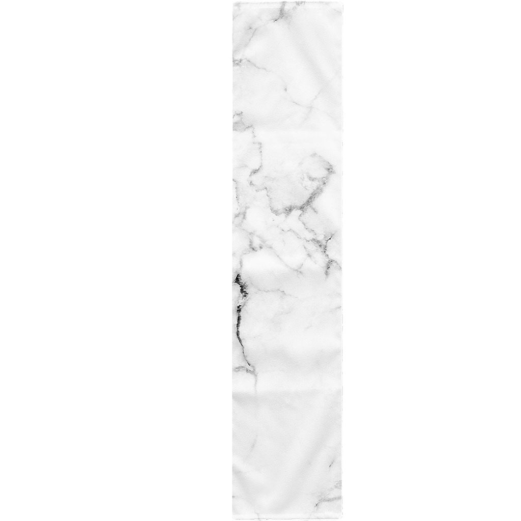 White Grunge Marble Print Table Runner