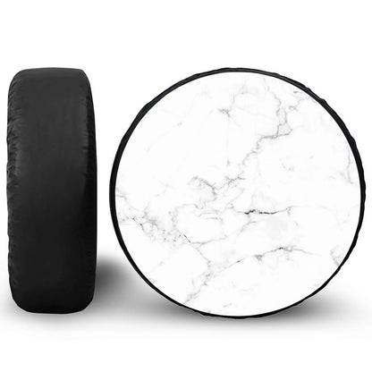 White Grunge Marble Print Tire Cover