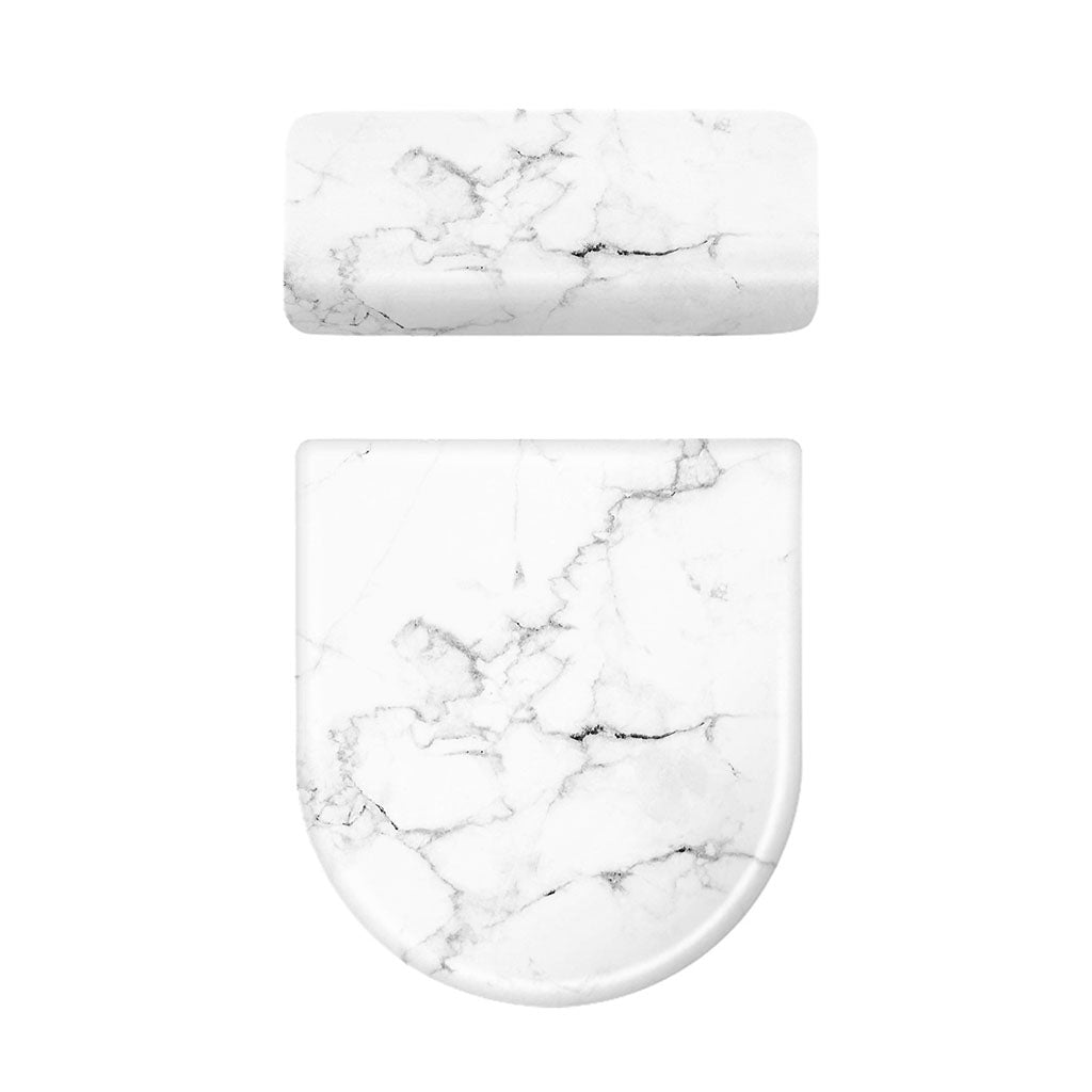 White Grunge Marble Print Toilet Lid And Tank Cover Set