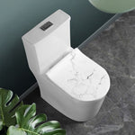 White Grunge Marble Print Toilet Lid Cover