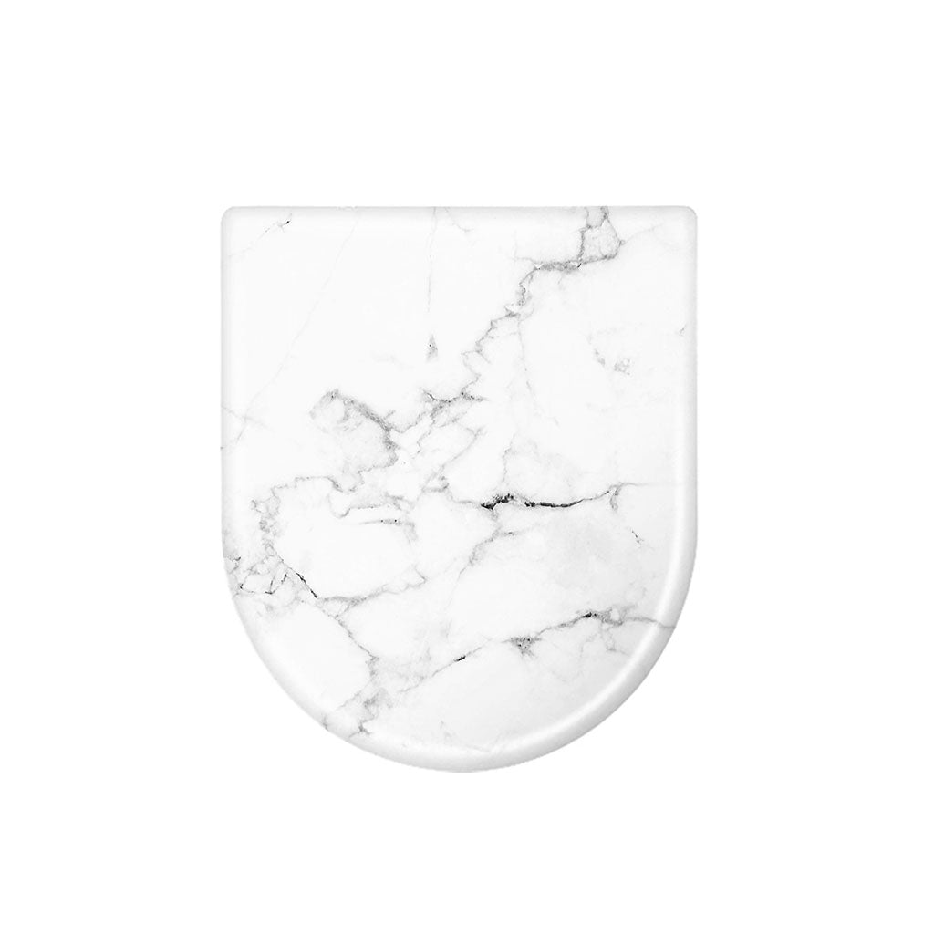 White Grunge Marble Print Toilet Lid Cover