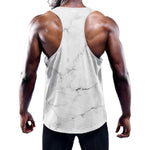 White Grunge Marble Print Training Tank Top
