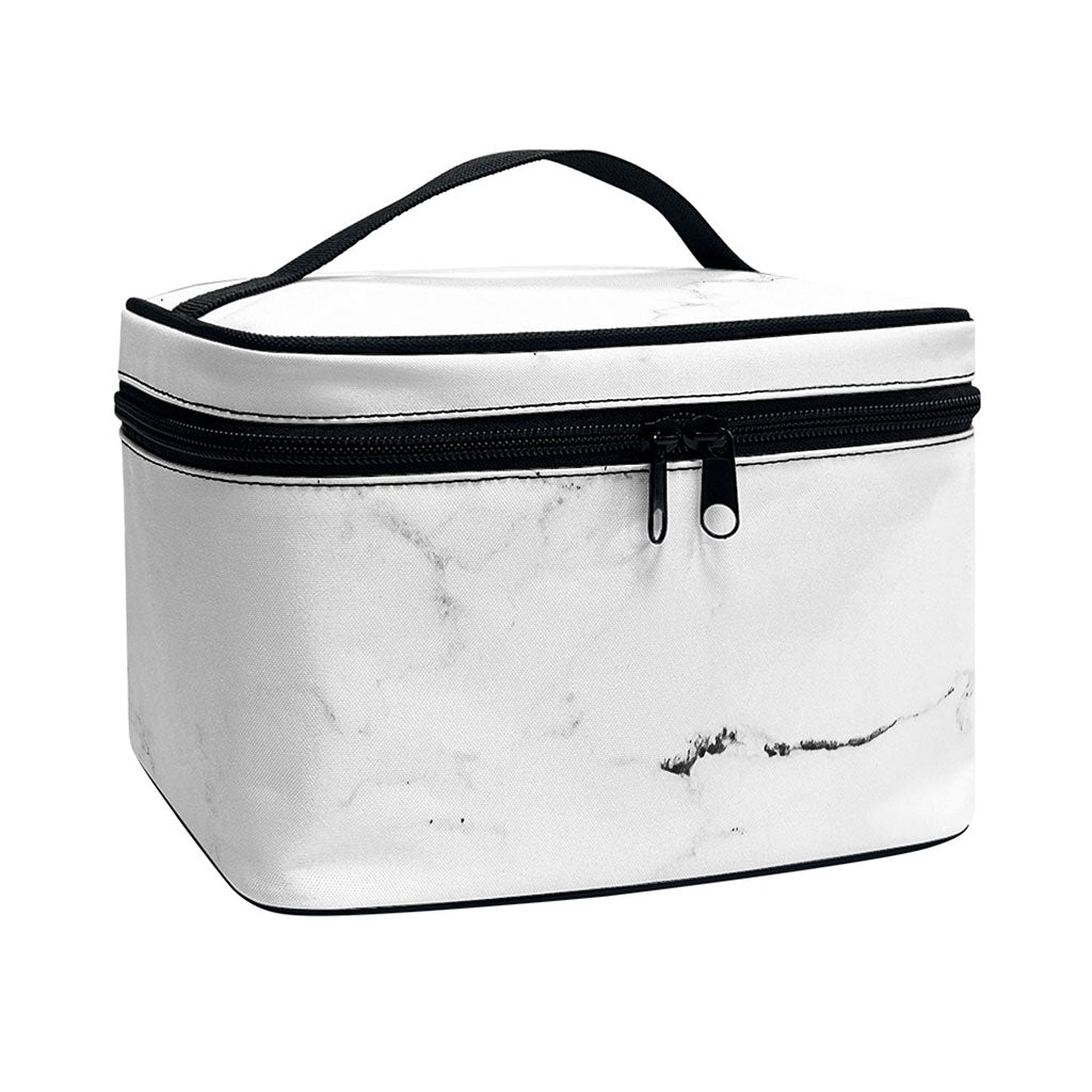 White Grunge Marble Print Travel Makeup Bag