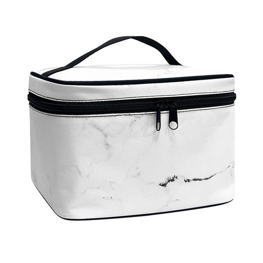 White Grunge Marble Print Travel Makeup Bag