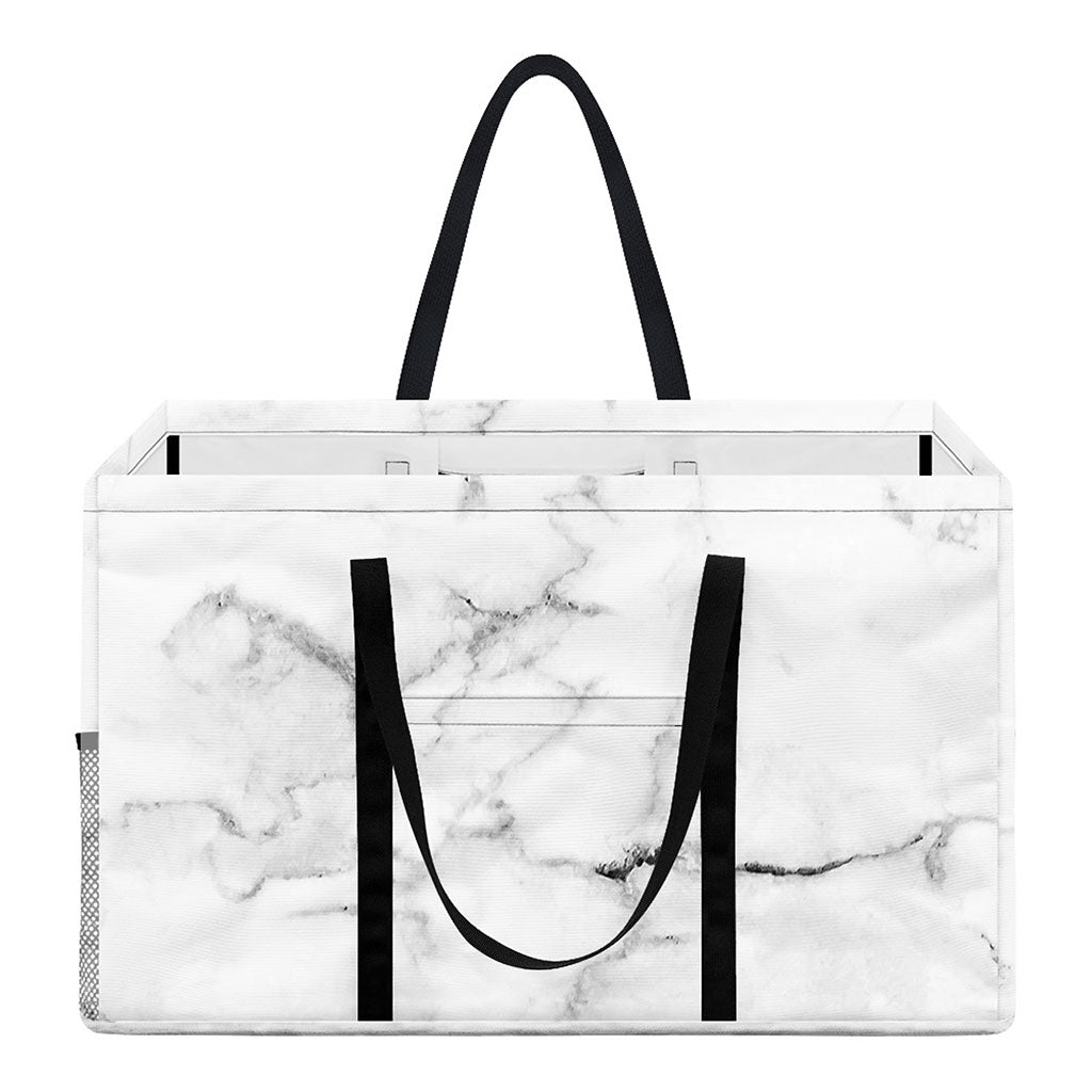 White Grunge Marble Print Utility Tote Bag