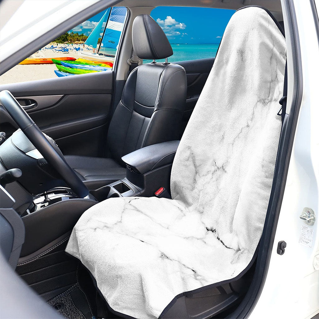 White Grunge Marble Print Waterproof Car Seat Cover