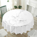 White Grunge Marble Print Waterproof Round Tablecloth