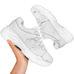 White Grunge Marble Print White Chunky Shoes