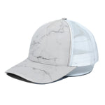 White Grunge Marble Print White Mesh Trucker Cap