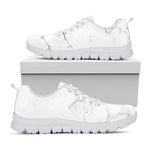 White Grunge Marble Print White Running Shoes