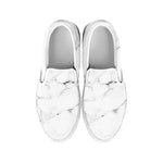 White Grunge Marble Print White Slip On Sneakers