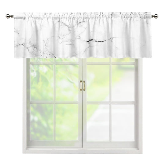 White Grunge Marble Print Window Valance