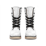 White Grunge Marble Print Winter Boots