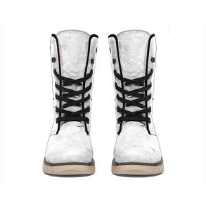 White Grunge Marble Print Winter Boots