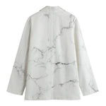 White Grunge Marble Print Women's Cotton Blazer