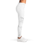 White Grunge Marble Print Women's Leggings