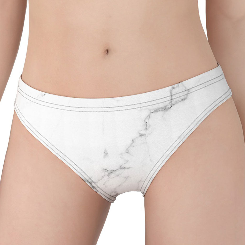 White Grunge Marble Print Women's Panties