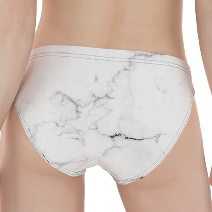 White Grunge Marble Print Women's Panties