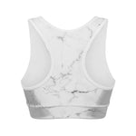 White Grunge Marble Print Women's Sports Bra