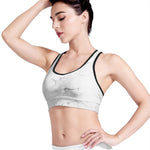 White Grunge Marble Print Women's Sports Bra