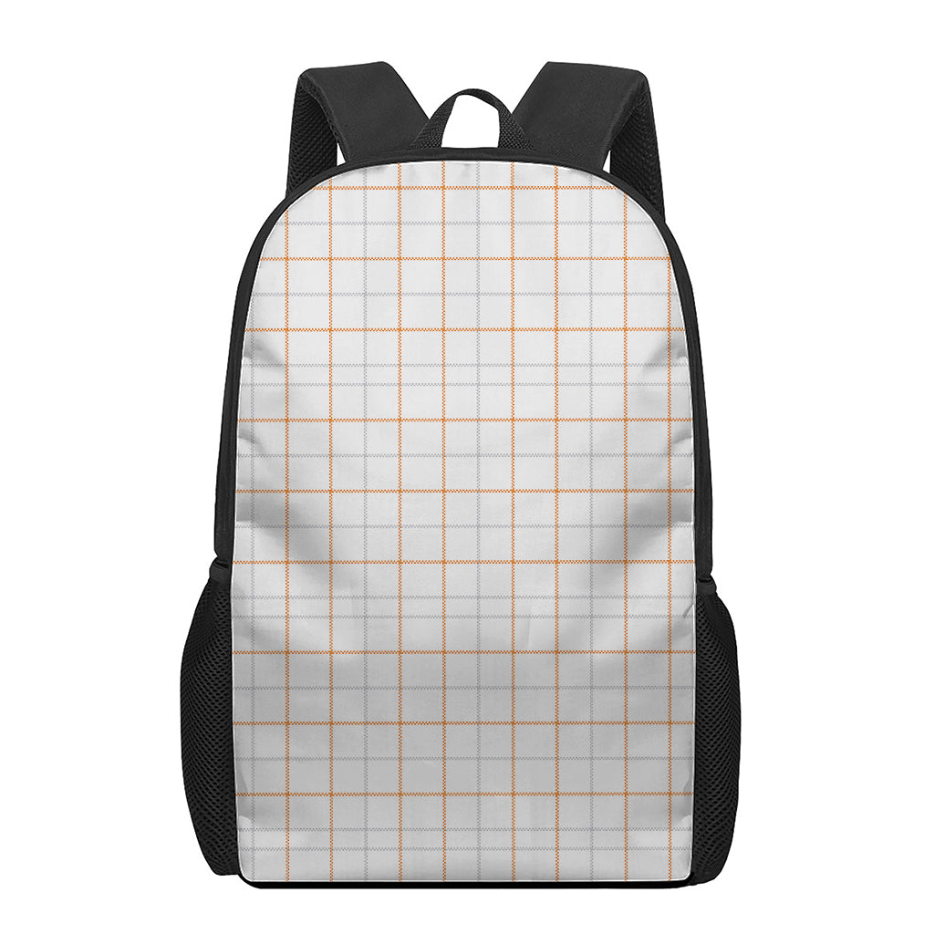 White Halloween Tattersall Pattern Print 17 Inch Backpack