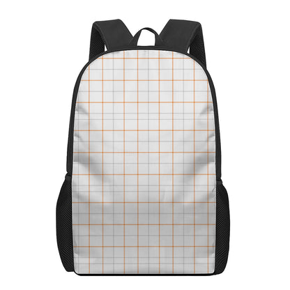 White Halloween Tattersall Pattern Print 17 Inch Backpack