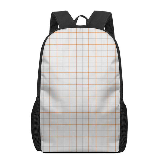 White Halloween Tattersall Pattern Print 17 Inch Backpack