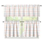 White Halloween Tattersall Pattern Print 3 Piece Kitchen Curtains