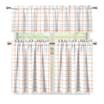 White Halloween Tattersall Pattern Print 3 Piece Kitchen Curtains