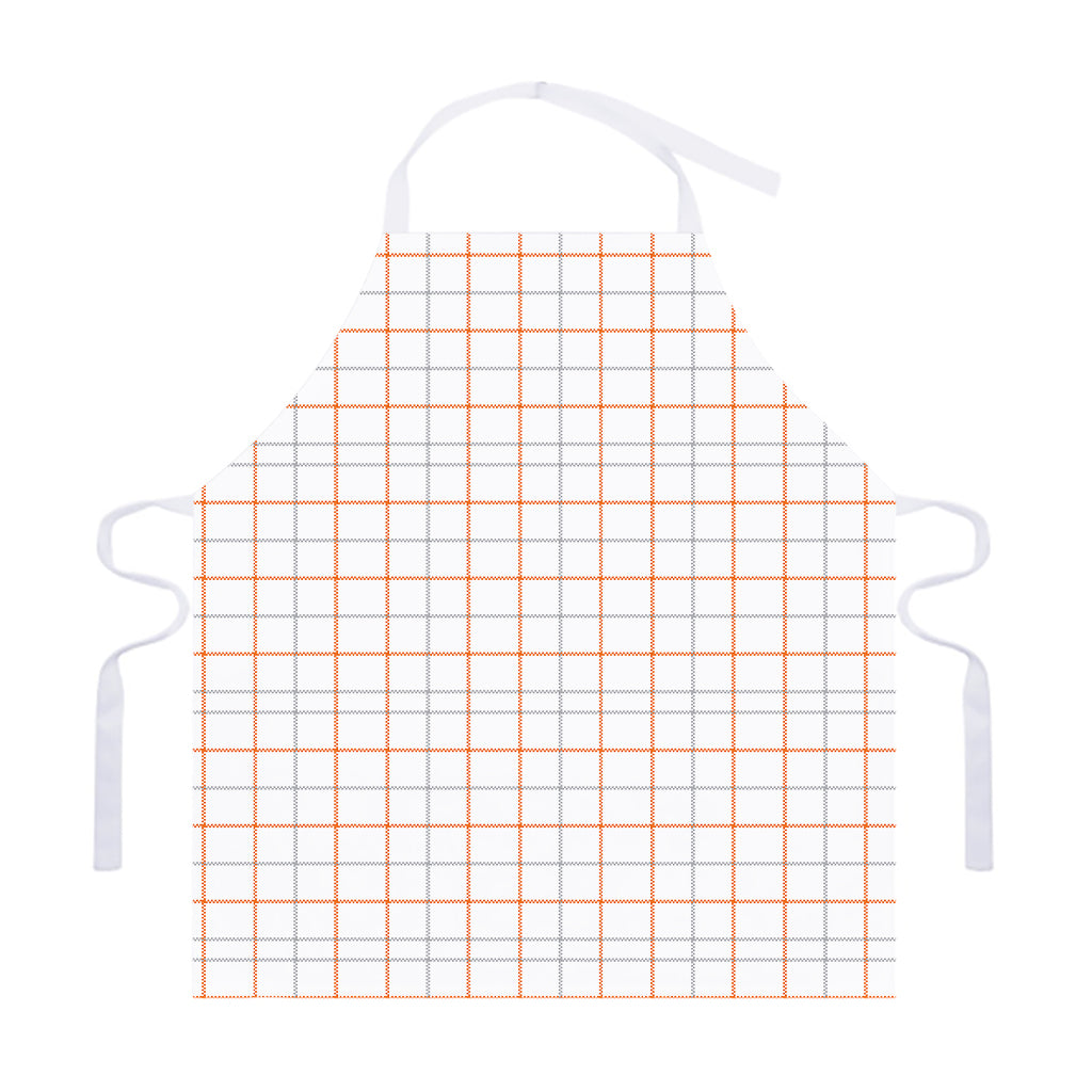 White Halloween Tattersall Pattern Print Adjustable Apron