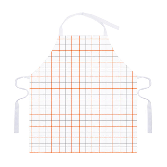 White Halloween Tattersall Pattern Print Adjustable Apron