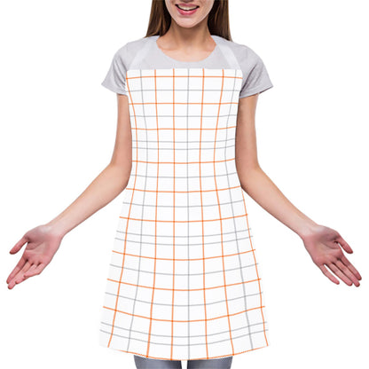 White Halloween Tattersall Pattern Print Adjustable Apron