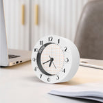 White Halloween Tattersall Pattern Print Alarm Clock