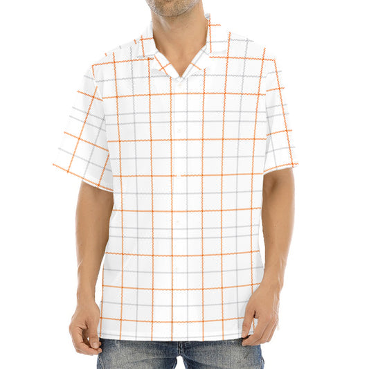 White Halloween Tattersall Pattern Print Aloha Shirt