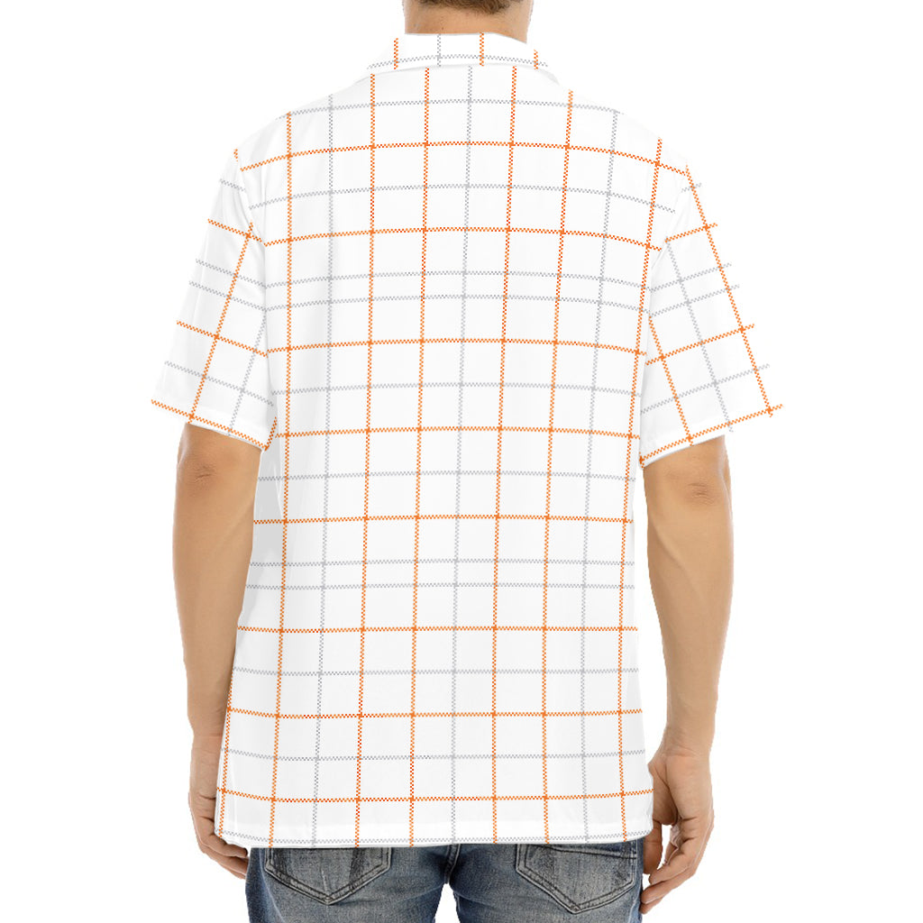 White Halloween Tattersall Pattern Print Aloha Shirt