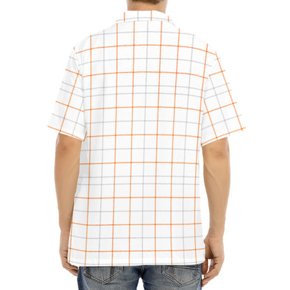 White Halloween Tattersall Pattern Print Aloha Shirt