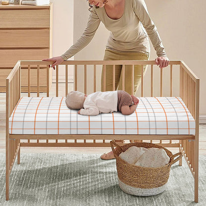 White Halloween Tattersall Pattern Print Baby Crib Sheet