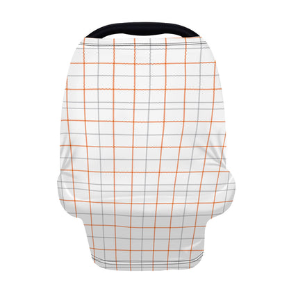 White Halloween Tattersall Pattern Print Baby Seat Cover