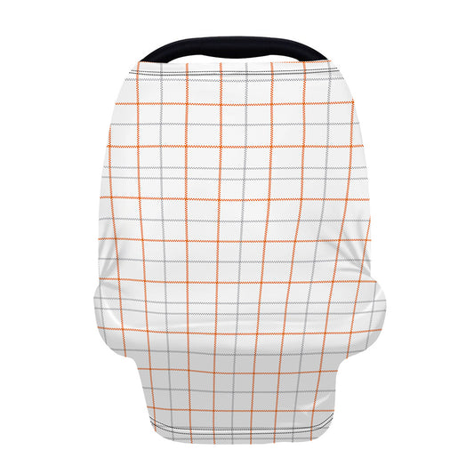 White Halloween Tattersall Pattern Print Baby Seat Cover