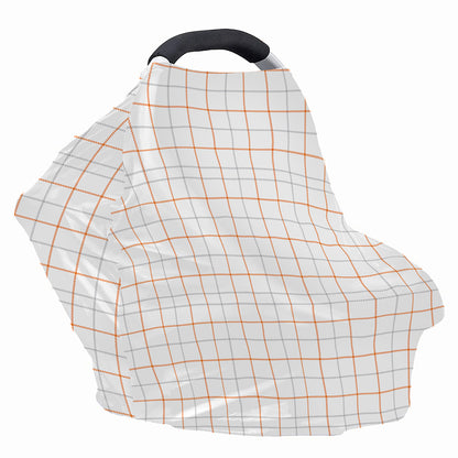 White Halloween Tattersall Pattern Print Baby Seat Cover