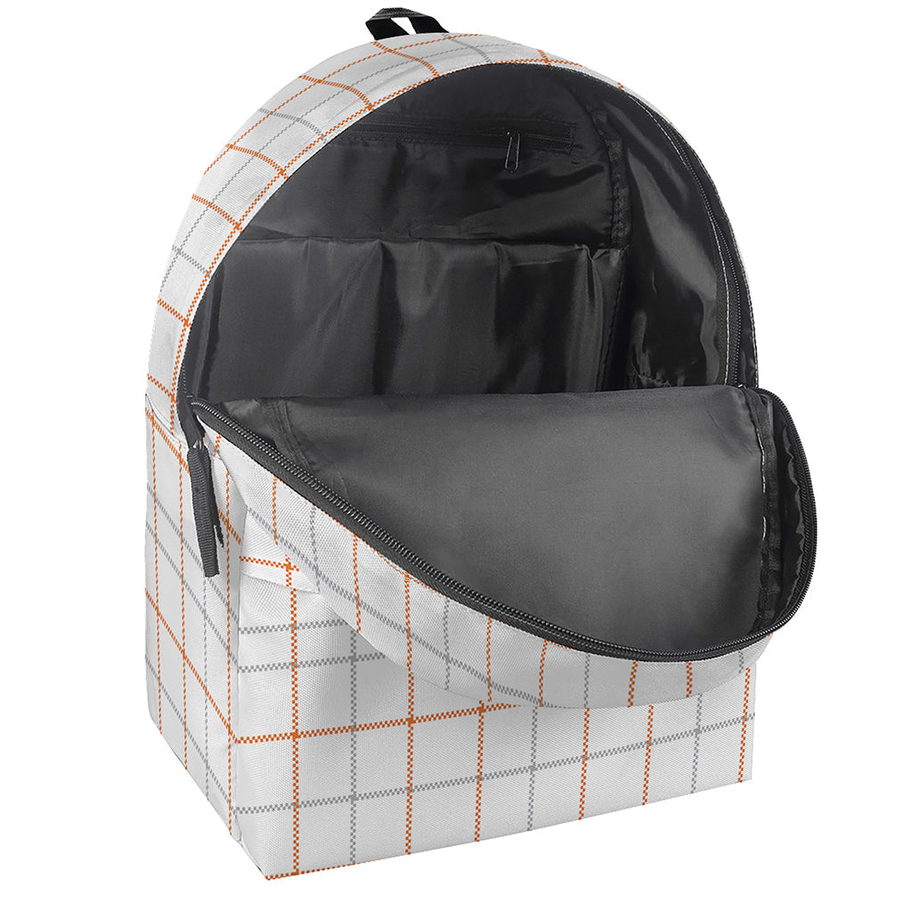 White Halloween Tattersall Pattern Print Backpack
