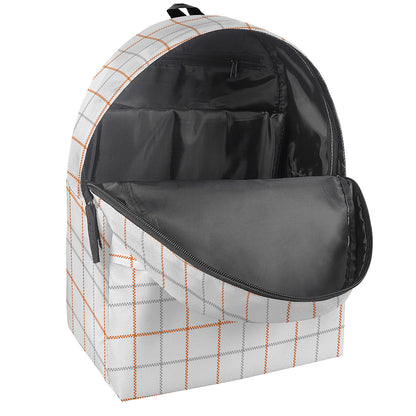White Halloween Tattersall Pattern Print Backpack